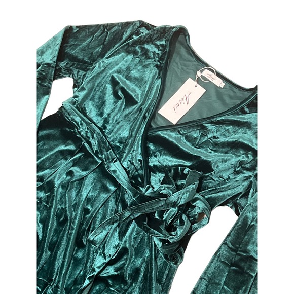 Green, Long‎ Sleeve, Velvet Midi Dress, Size S, 805-X - Picture 1 of 3